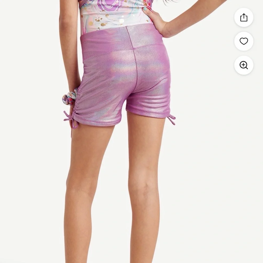 GIRL'S SIZE 5-6 JUSTICE ALL OVER FOIL DANCE & GYMNASTICS SHORTS Purple New